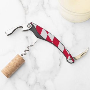 Red and White Bavaria Diamond Flag Pattern Waiter's Corkscrew