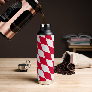Red and White Bavaria Diamond Flag Pattern Water Bottle