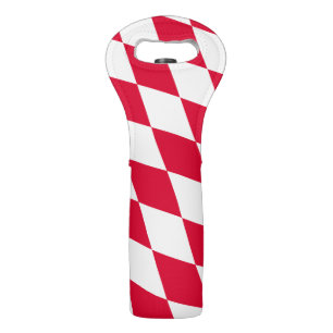Red and White Bavaria Diamond Flag Pattern Wine Bag