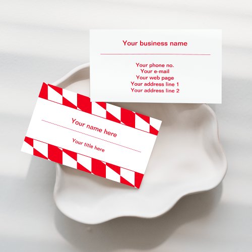 Red and White Bavarian Diamond Flag Pattern Business Card