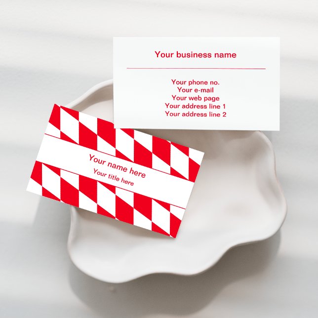 Red and White Bavarian Diamond Flag Pattern Business Card (Creator Uploaded)