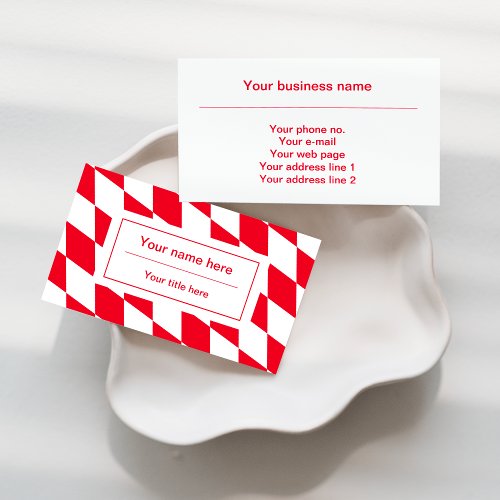 Red and White Bavarian Diamond Flag Pattern Business Card
