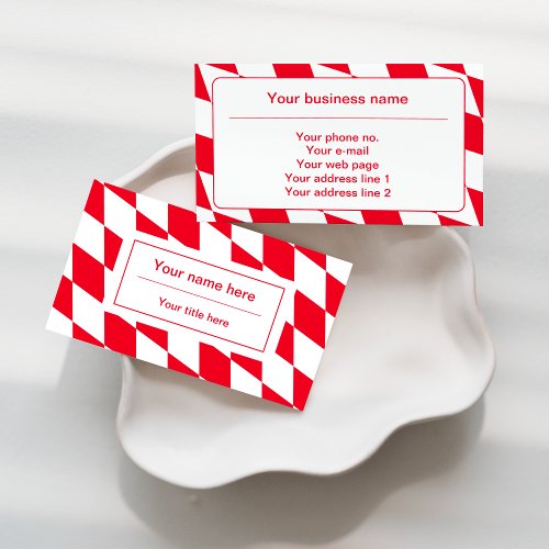 Red and White Bavarian Diamond Flag Pattern Business Card