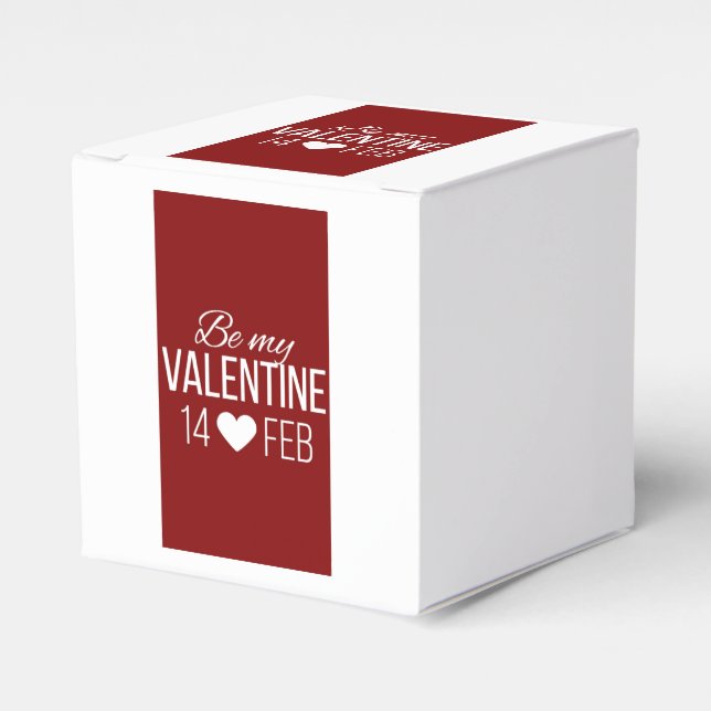 Red And White Be My Valentine Heart Favor Boxes (Front Side)