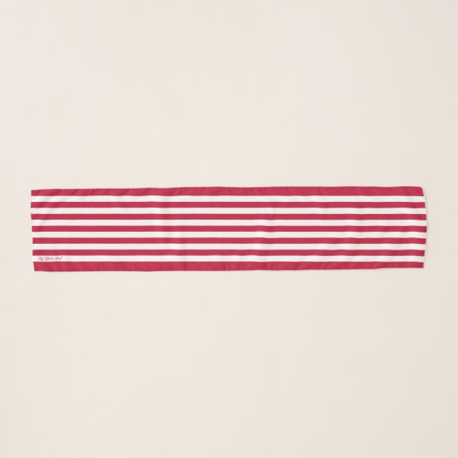 Red and White Beach Long Chiffon Scarf (Front (Horizontal))