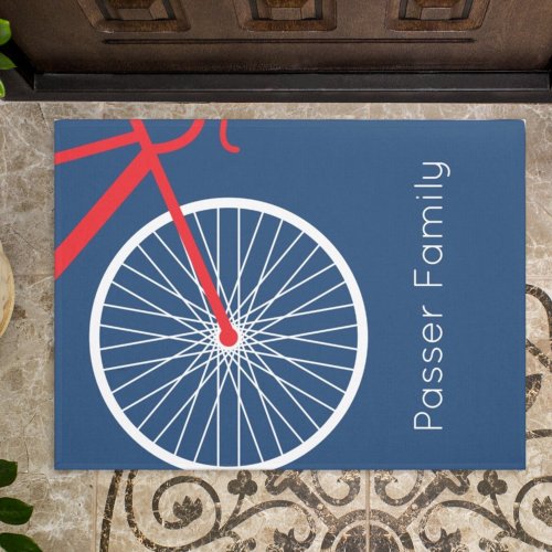 Red and White Bicycle Doormat