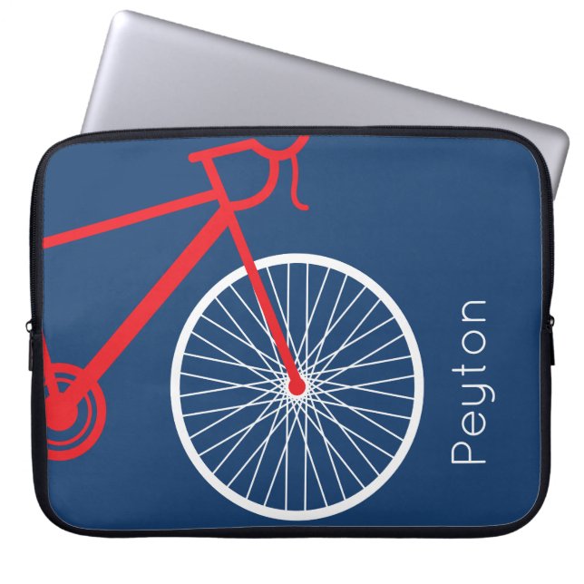 Red and White Bicycle Laptop Sleeve (Front)