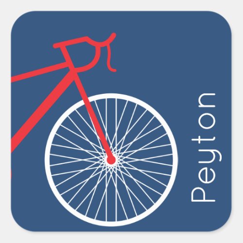 Red and White Bicycle Square Sticker