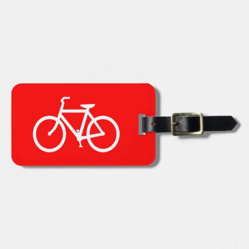 Red and White Bike Luggage Tag