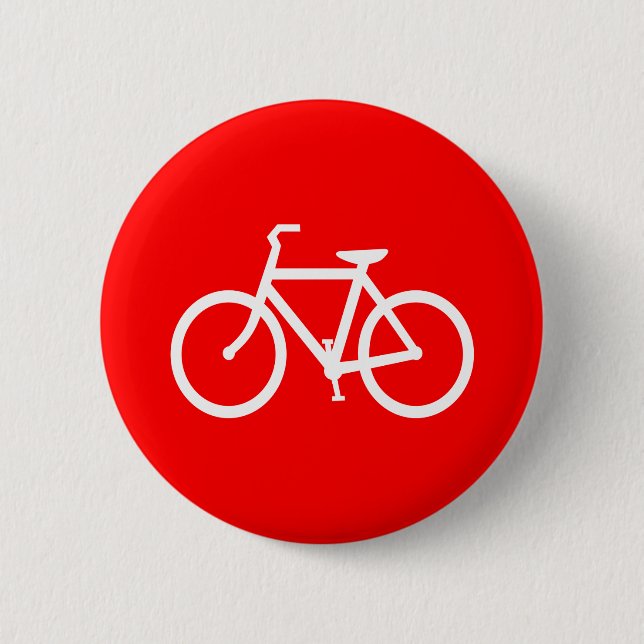 Red and White Bike Pinback Button (Front)