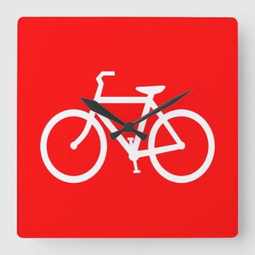 Red and White Bike Square Wall Clock