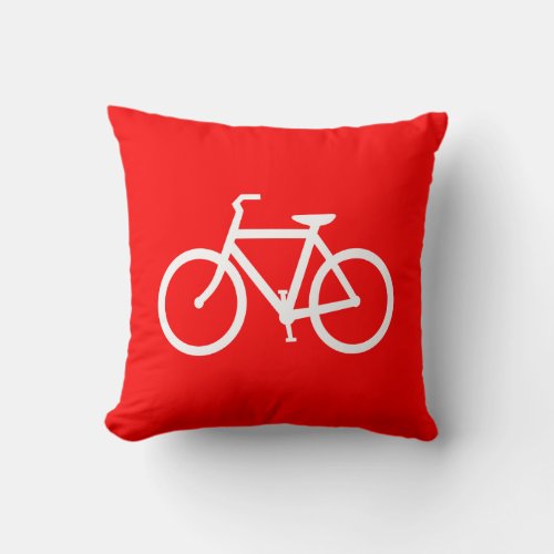 Red and White Bike Throw Pillow