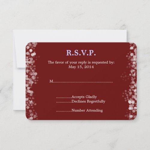 Red and White Bokeh Wedding RSVP
