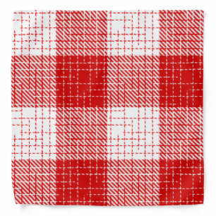 Red and White Bold Checkered Plaid Design Bandana