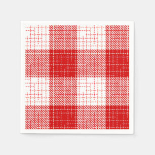 Red and White Bold Checkered Plaid Design Napkins