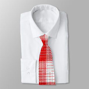 Red and White Bold Checkered Plaid Design  Neck Tie