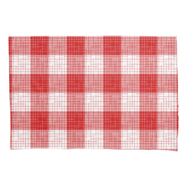 Red and White Bold Checkered Plaid Design  Pillow Case (Front)