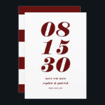 Red and White Bold Italic Typography Modern Save The Date<br><div class="desc">Modern Red Bold Date Typography Save the Date Announcement | A customizable save the date flat card featuring bold and minimalist typography. This stylish red and white save the date card are perfect for any wedding theme and any season.</div>