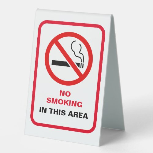 Red and White Bold No Smoking Area Metal A_Frame Table Tent Sign