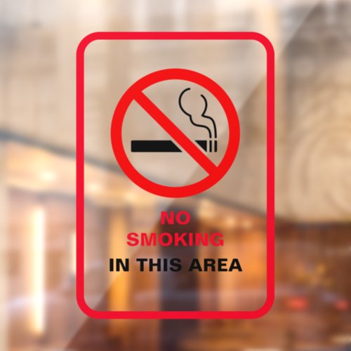 Red and White Bold No Smoking Area Metal A_Frame Window Cling