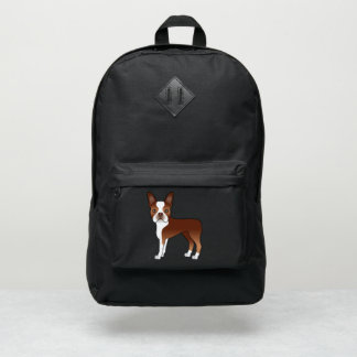 Red And White Boston Terrier Cartoon Dog Design Port Authority® Backpack