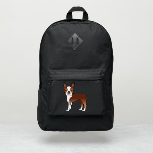 Red And White Boston Terrier Cartoon Dog Design Port Authority Backpack