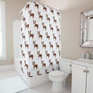 Red And White Boston Terrier Cartoon Dog Pattern Shower Curtain