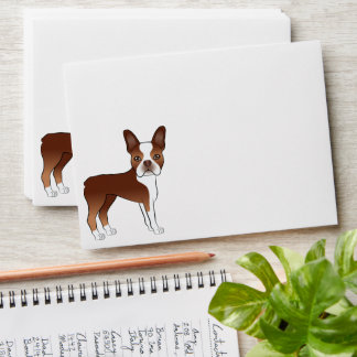 Red And White Boston Terrier Cute Cartoon Dog Envelope