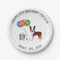 Red And White Boston Terrier Cute Dog - Birthday