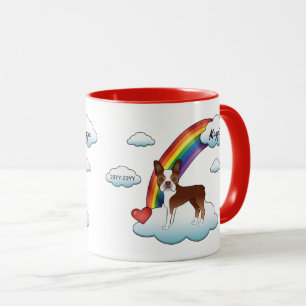 Red And White Boston Terrier Rainbow Memorial Mug