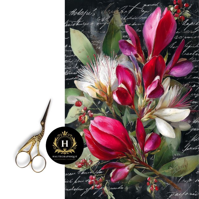 Red and White Botanical Bouquet Decoupage Tissue Paper (Wrap Candle Gift Boxes with Luxe Botanicals)