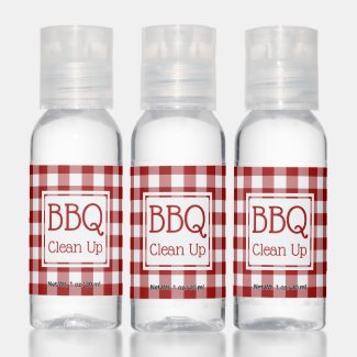 Red and White Buffalo Check BBQ Party Hand Sanitizer