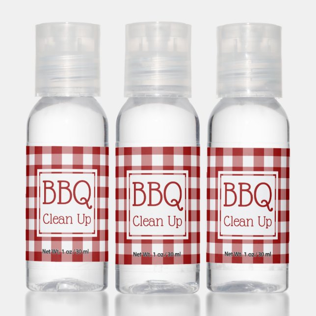 Red and White Buffalo Check BBQ Party Hand Sanitizer (Set)