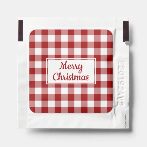 Red and White Buffalo Check Christmas Party Hand Sanitizer Packet