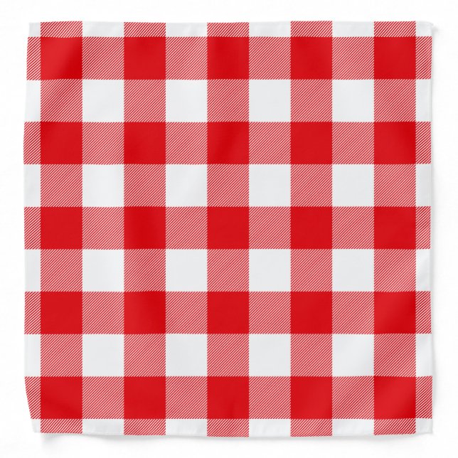 Red and White Buffalo Check Pattern Bandana (Front)