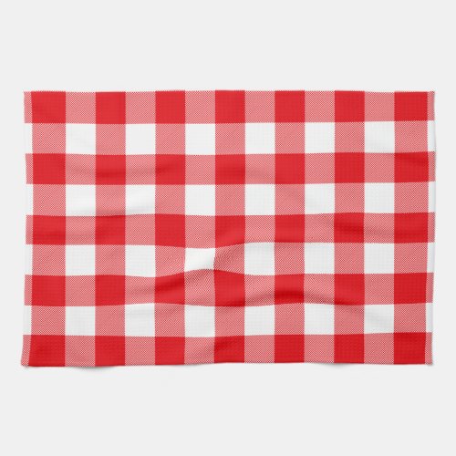 Red and White Buffalo Check Pattern Kitchen Towel