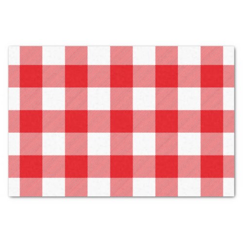 Red and White Buffalo Check Pattern Tissue Paper