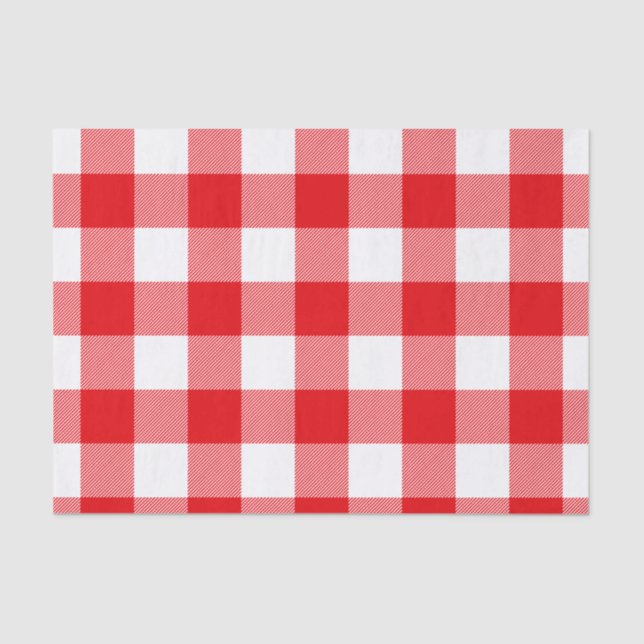 Red and White Buffalo Check Pattern Tissue Paper (Front)