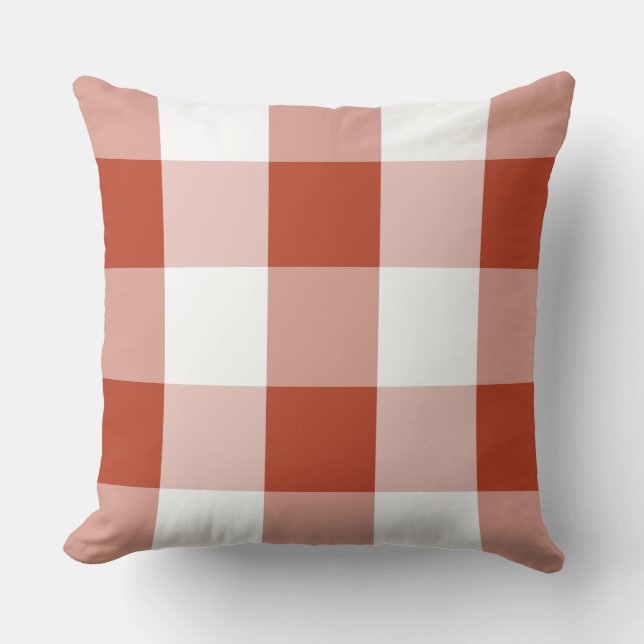 Red and White Buffalo Check Throw Pillow (Front)