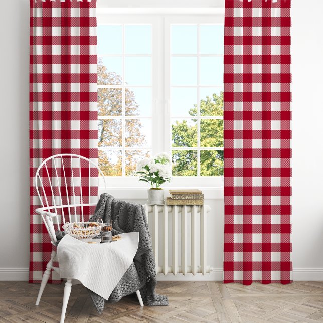 Red And White Buffalo Plaid Checkered Blackout Curtains (Creator Uploaded)