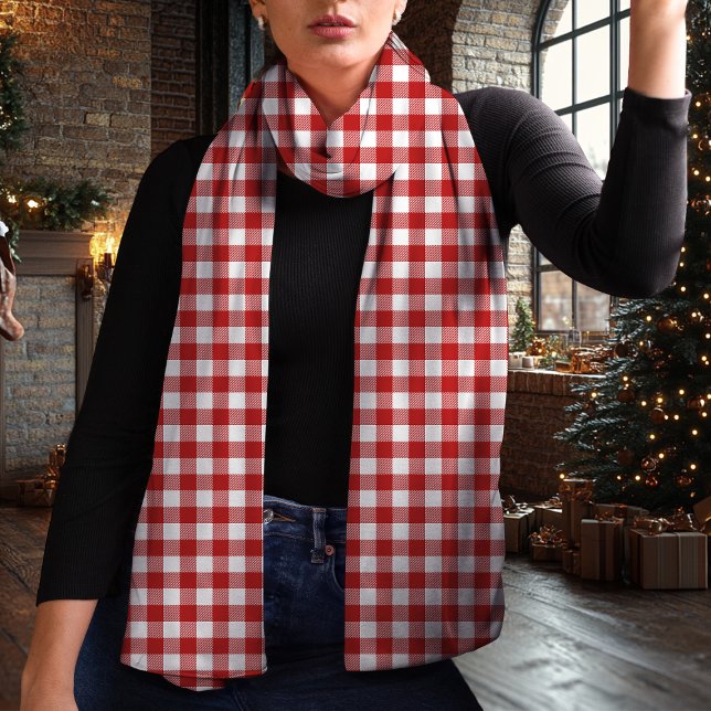 Red  and White Buffalo Plaid Christmas Scarf (Creator Uploaded)