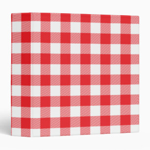 Red and White Buffalo Plaid Gingham 3 Ring Binder