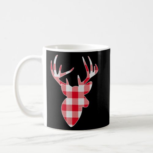 Red And White Buffalo Plaid Lumberjack Deer Head C Coffee Mug