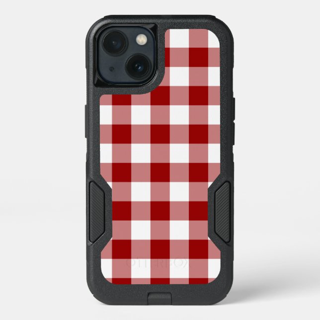 Red and White Buffalo Plaid Otterbox iPhone Case (Back)
