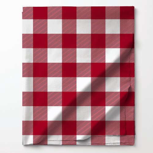 Red and White Buffalo Plaid Pattern Fabric