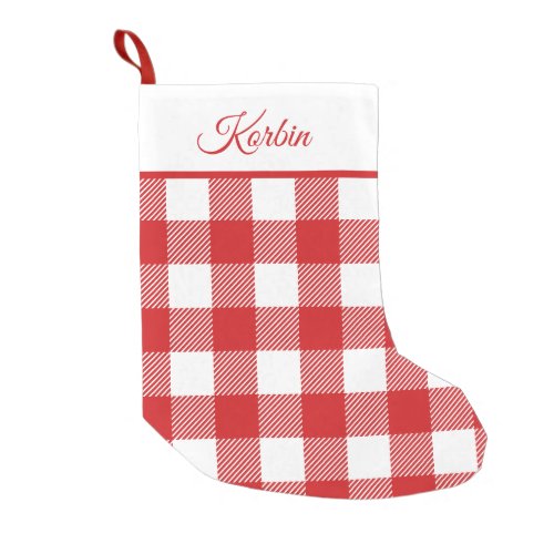 Red and White Buffalo Plaid Pattern Small Christmas Stocking