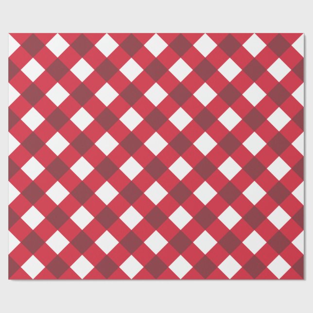 Red And White Buffalo Plaid Wrapping Paper (Flat)