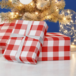 Red and White Buffalo Plaid Wrapping Paper