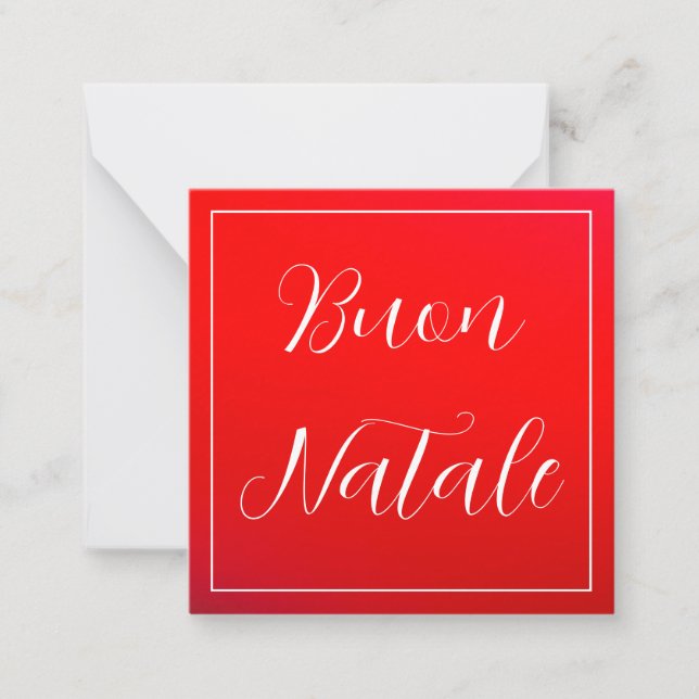 Red And White Buon Natale Greeting Note Card (Front)