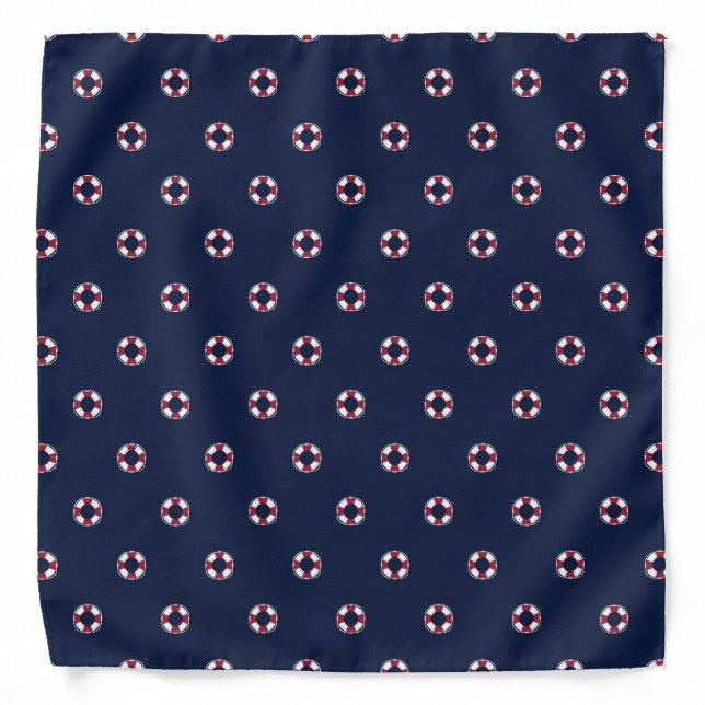 Red And White Buoy Pattern Bandana (Front)